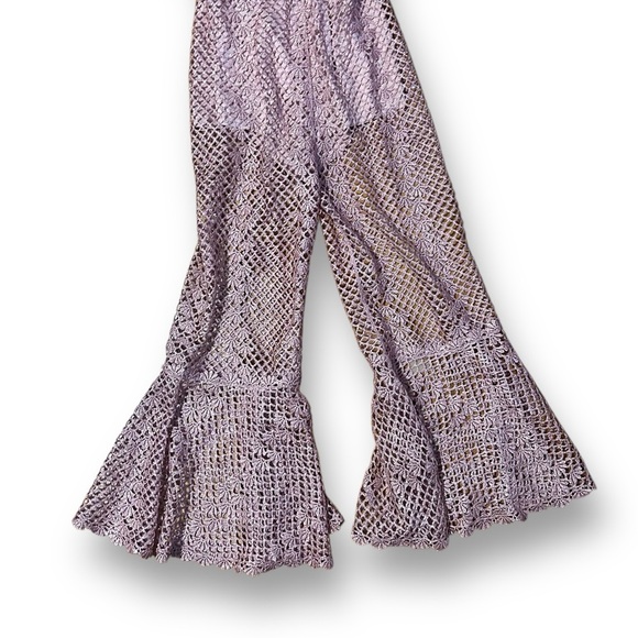 Alice McCall Rouge pink Boogie Nights Cropped Metallic Crocheted Jumpsuit Size 0 - Picture 5 of 12